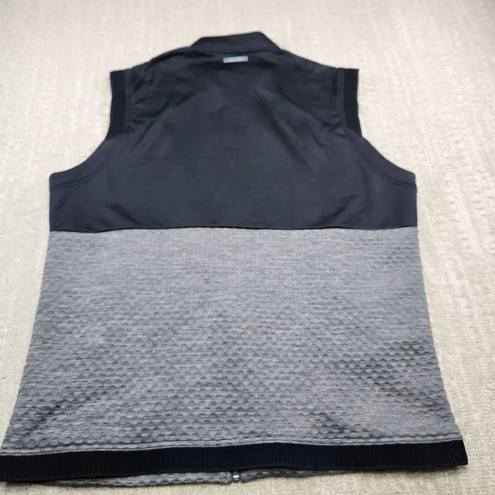 Adidas Vest Men Large Cold Ready Golf Full Zip Gray‎ Textured Fleece Gray Black